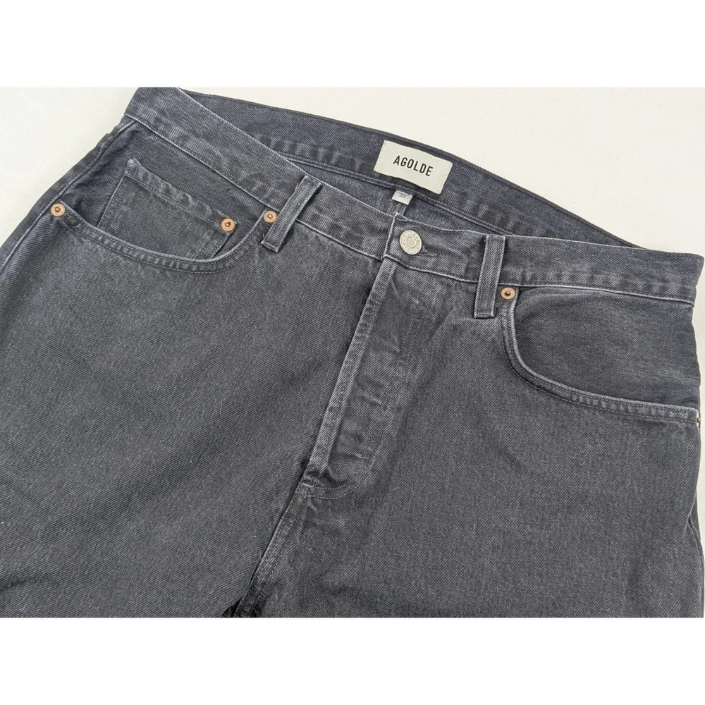 Agolde High Rise Stovepipe Jeans Womens 33 Black‎ Straight Leg 34x31 Designer